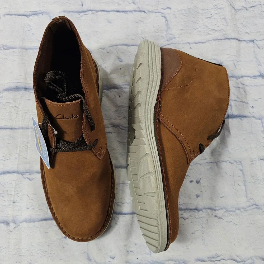 Clarks Brahnz Nubuck Boots Mens 9 Brown Suede Extreme Comfort Desert Shoes